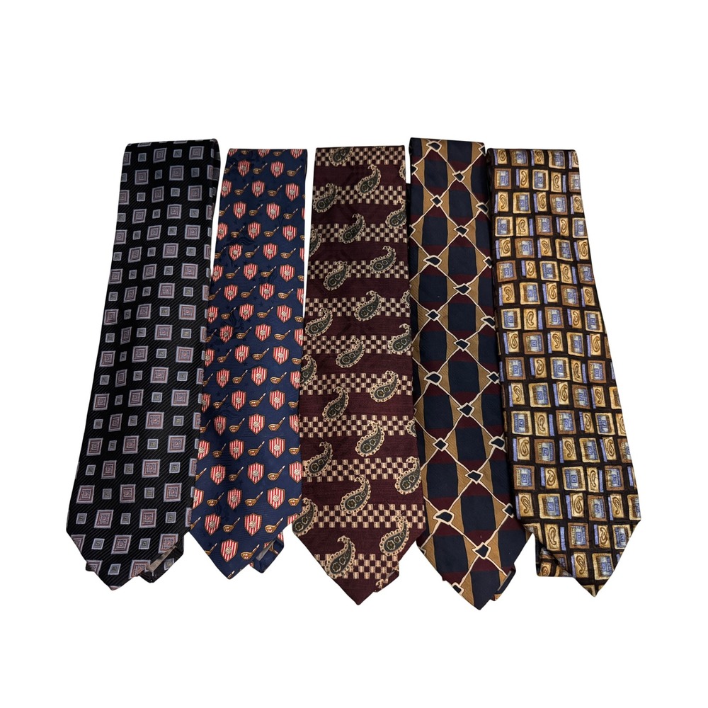 Robert Talbott Silk Tie Lot of 5 Multicolored Geometric Paisley Executive Work
